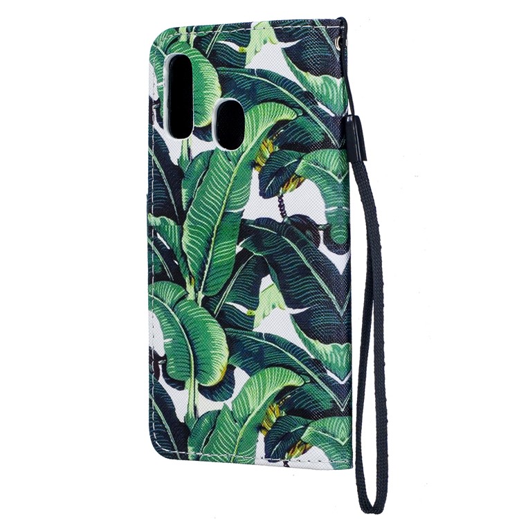 Estuche de Billetera de Cuero de Impresión de Patrones Para Samsung Galaxy A40 - Hoja-3