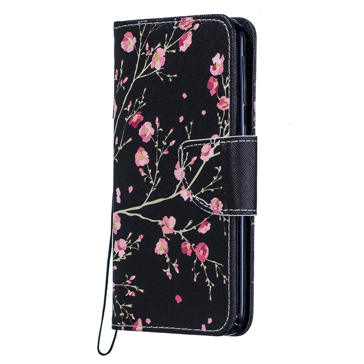 Pattern Printing Leather Wallet Case for Samsung Galaxy A40 - Vivid Flowers-2