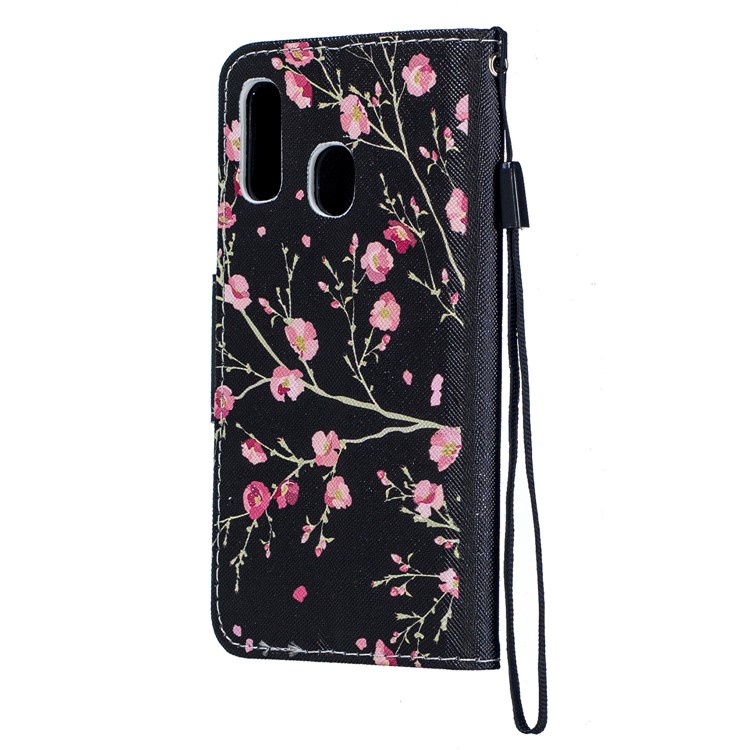 Custodia Del Portafoglio in Pelle da Stampa Modello Per Samsung Galaxy A40 - Fiori Vividi