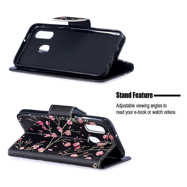 Pattern Printing Leather Wallet Case for Samsung Galaxy A40 - Vivid Flowers-5