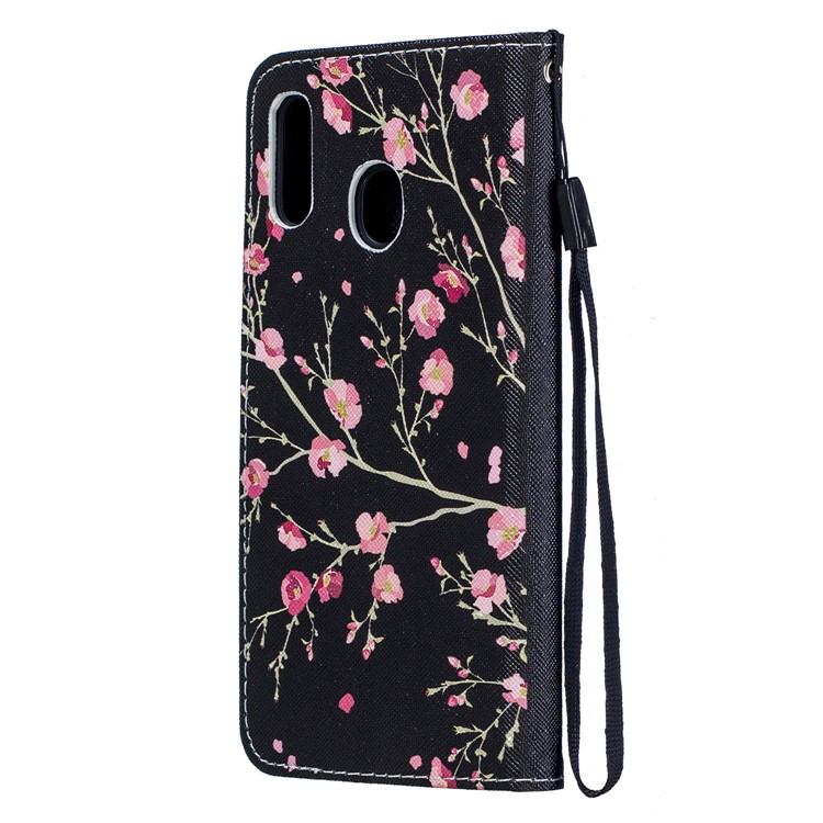 Pattern Printing Leather Wallet Case for Samsung Galaxy A20/A30 - Vivid Flowers-3