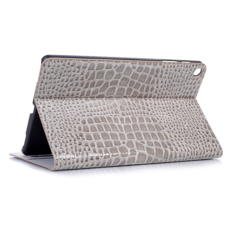 Crocodile Skin Wallet Stand Leather Tablet Case for Samsung Galaxy Tab A 10.1 (2019) T510/T515 - Grey-5