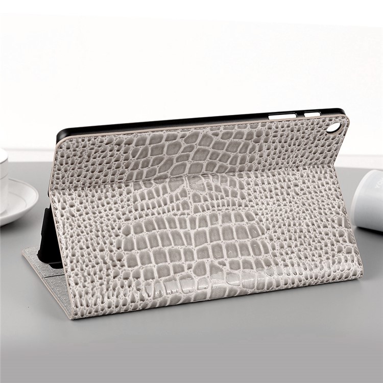 Crocodile Skin Wallet Stand Leather Tablet Case for Samsung Galaxy Tab A 10.1 (2019) T510/T515 - Grey-7