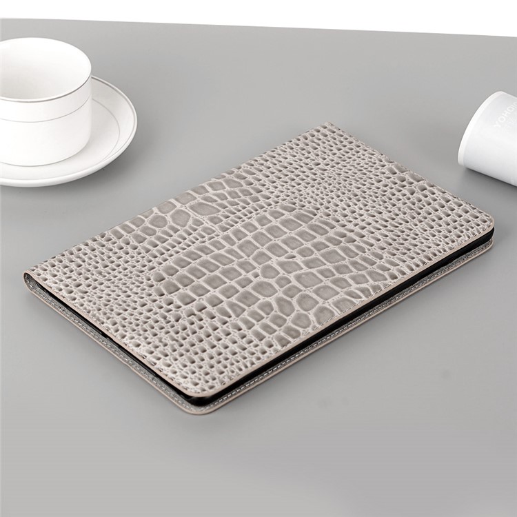Crocodile Skin Wallet Stand Leather Tablet Case for Samsung Galaxy Tab A 10.1 (2019) T510/T515 - Grey-8