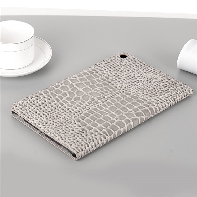 Crocodile Skin Wallet Stand Leather Tablet Case for Samsung Galaxy Tab A 10.1 (2019) T510/T515 - Grey-9