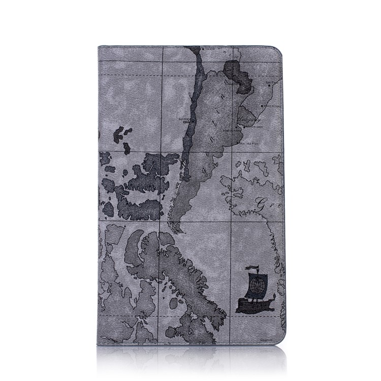 Map Pattern Printing Wallet Stand Leather Tablet Case for Samsung Galaxy Tab A 10.1 (2019) T510/T515 - Grey-1