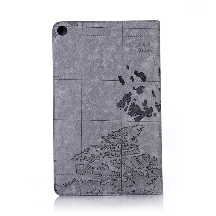 Map Pattern Printing Wallet Stand Leather Tablet Case for Samsung Galaxy Tab A 10.1 (2019) T510/T515 - Grey-2