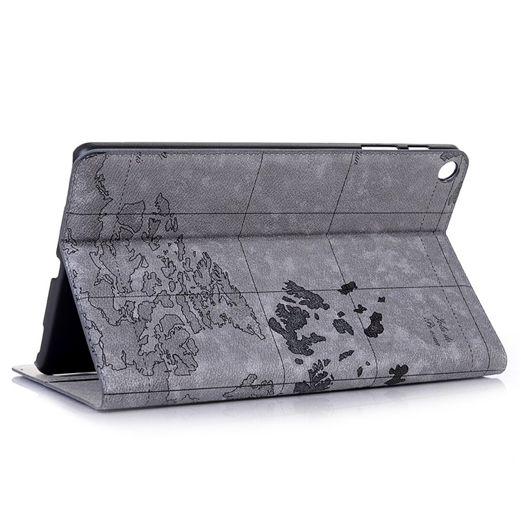 Map Pattern Printing Wallet Stand Leather Tablet Case for Samsung Galaxy Tab A 10.1 (2019) T510/T515 - Grey-5