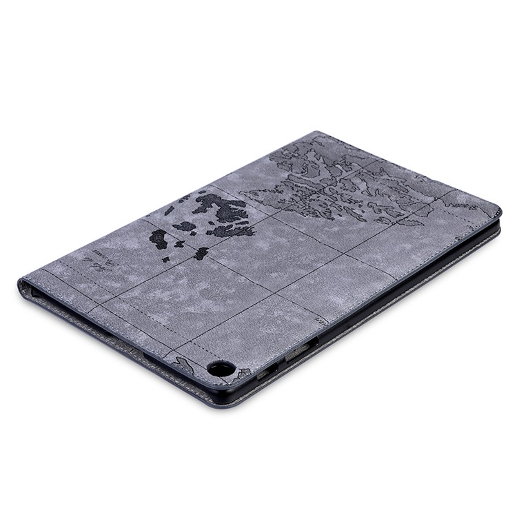 Map Pattern Printing Wallet Stand Leather Tablet Case for Samsung Galaxy Tab A 10.1 (2019) T510/T515 - Grey-6