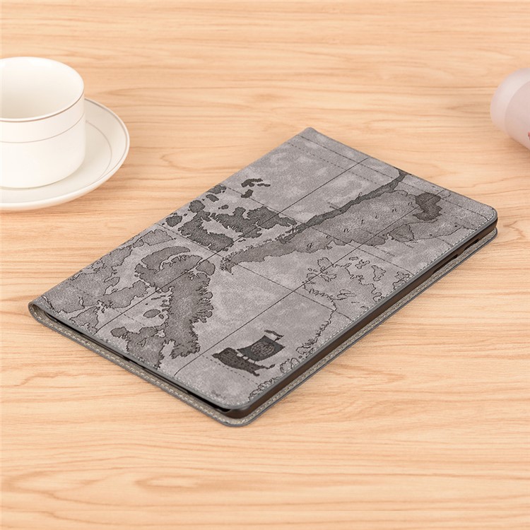 Map Pattern Printing Wallet Stand Leather Tablet Case for Samsung Galaxy Tab A 10.1 (2019) T510/T515 - Grey-7
