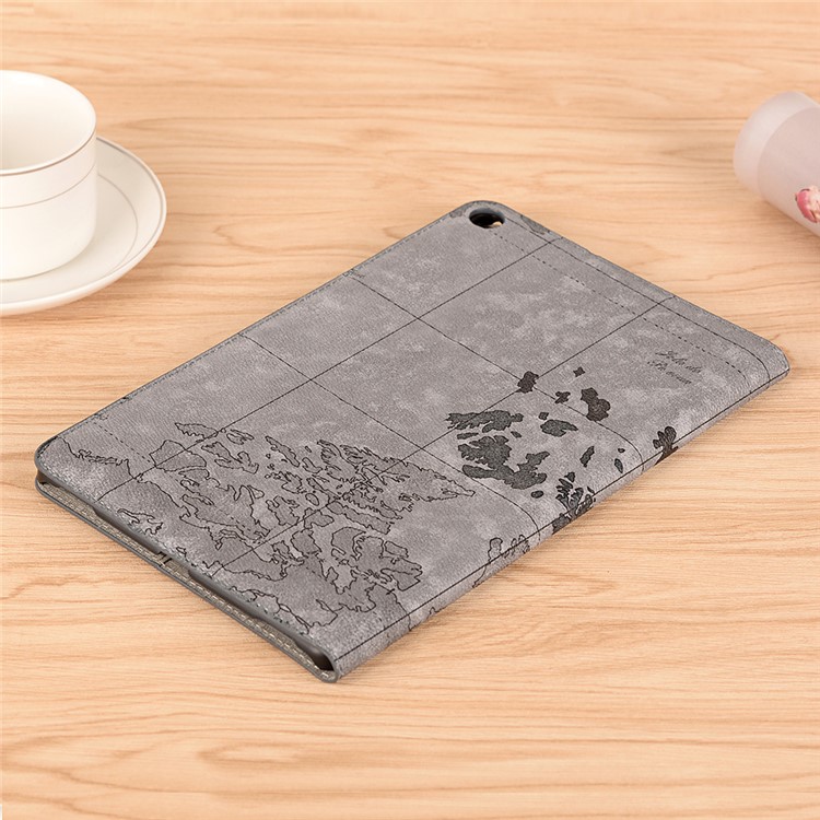 Map Pattern Printing Wallet Stand Leather Tablet Case for Samsung Galaxy Tab A 10.1 (2019) T510/T515 - Grey-8
