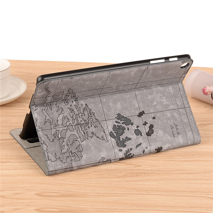 Map Pattern Printing Wallet Stand Leather Tablet Case for Samsung Galaxy Tab A 10.1 (2019) T510/T515 - Grey-9
