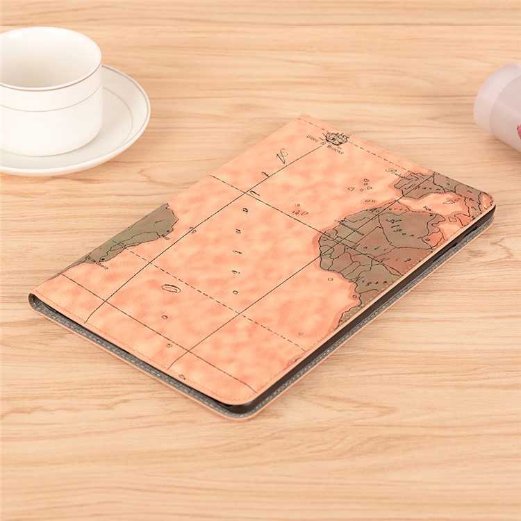 Map Pattern Printing Wallet Stand Leather Tablet Case for Samsung Galaxy Tab A 10.1 (2019) T510/T515 - Beige-7