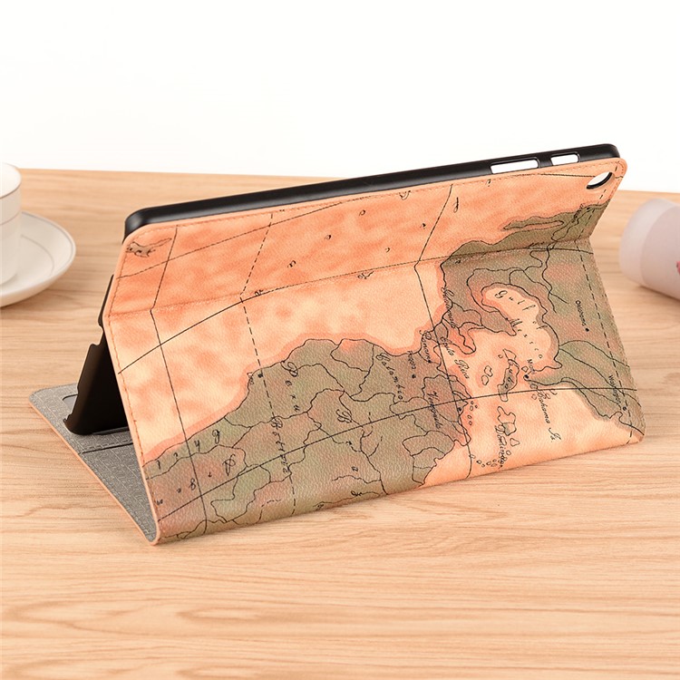 Map Pattern Printing Wallet Stand Leather Tablet Case for Samsung Galaxy Tab A 10.1 (2019) T510/T515 - Beige-9