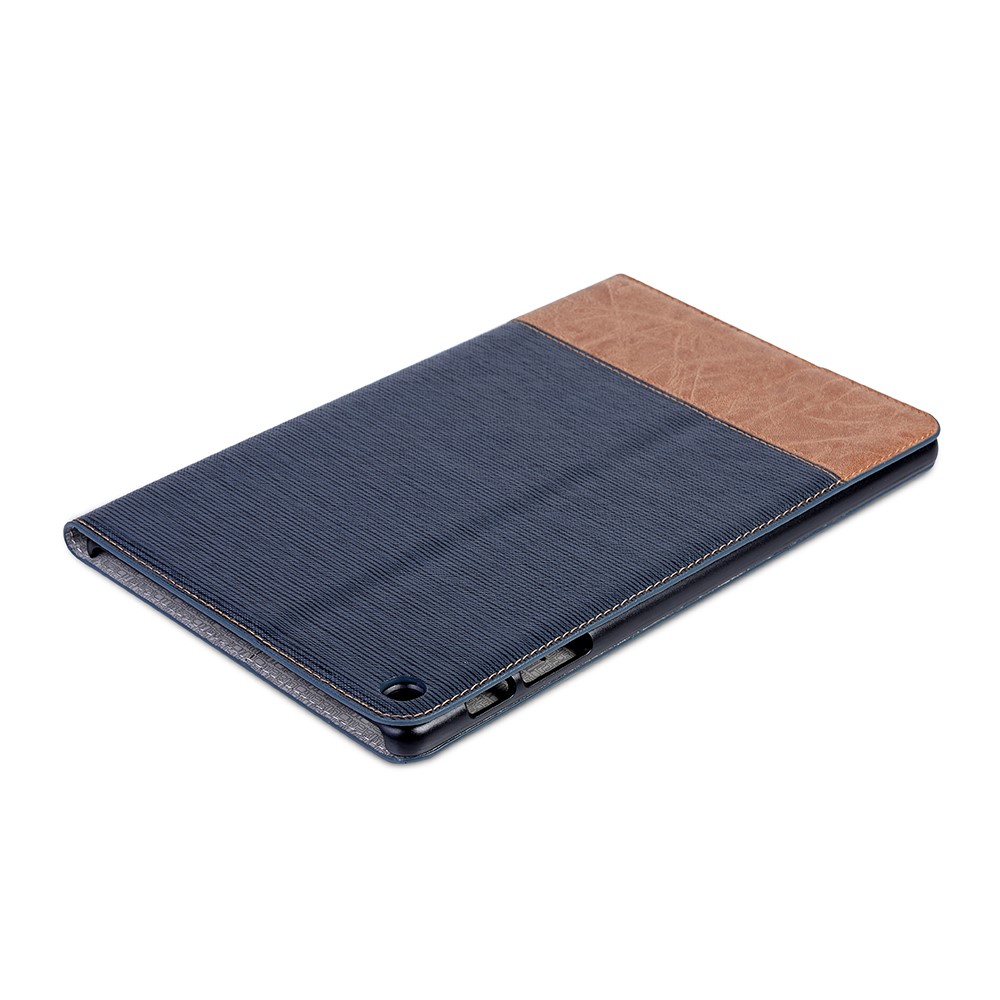Croix Texture Épissage Cas En Cuir PU Portefeuille Intelligent Affaire Pour Samsung Galaxy Tab A 10.1 (2019) T510 / T515 - Bleu Foncé-6