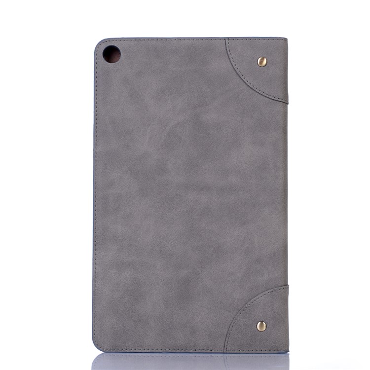 Custodia Per Tablet In Pelle PU Retro Con Supporto Portafoglio Per Samsung Galaxy Tab A 10.1 (2019) T510 / T515 - Grigio-2