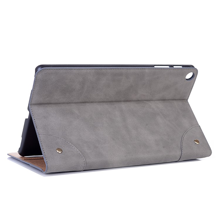Custodia Per Tablet In Pelle PU Retro Con Supporto Portafoglio Per Samsung Galaxy Tab A 10.1 (2019) T510 / T515 - Grigio-5