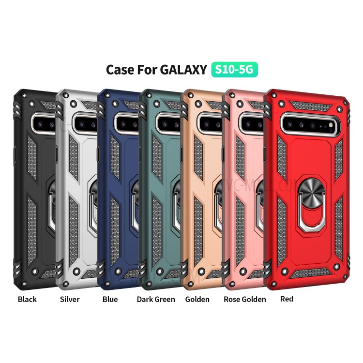 Hybrid PC TPU Kickstand Armor Phone Casing for Samsung Galaxy S10 5G - Green-2