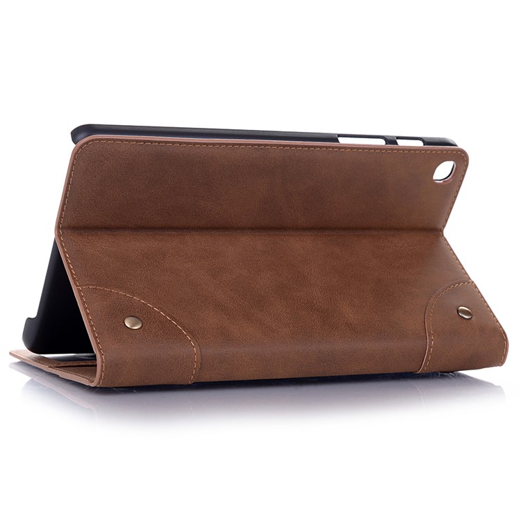 Vintage Book Style Wallet Stand Leather Tablet Casing for Samsung Galaxy Tab A 8.0 (2019) with S Pen P200 P205 - Brown-5