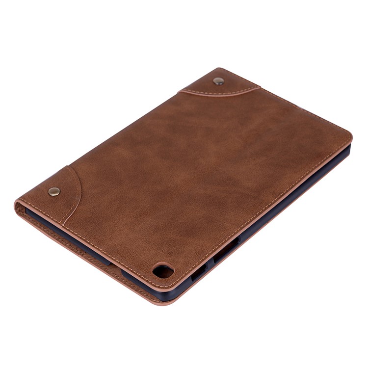 Vintage Book Style Wallet Stand Leather Tablet Casing for Samsung Galaxy Tab A 8.0 (2019) with S Pen P200 P205 - Brown-6