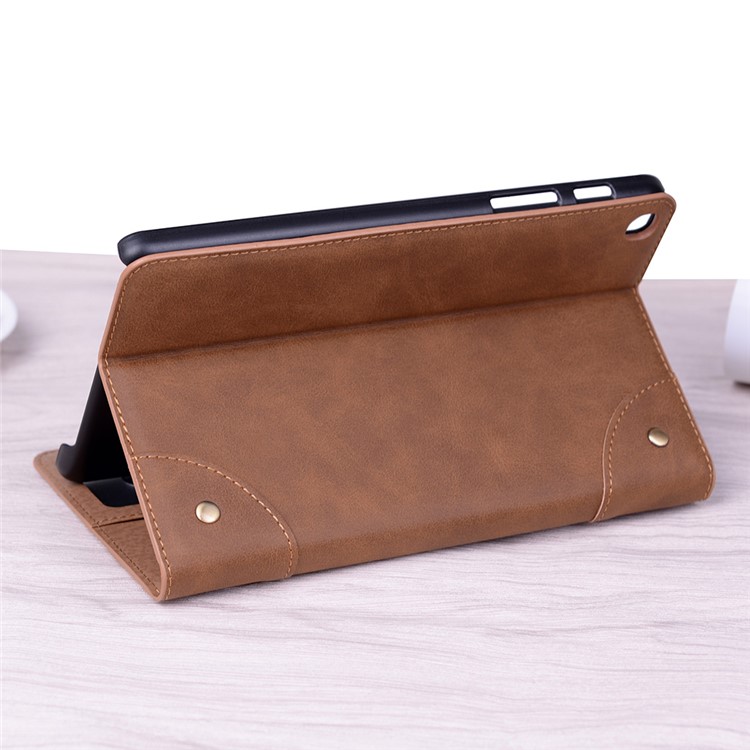 Vintage Book Style Wallet Stand Leather Tablet Casing for Samsung Galaxy Tab A 8.0 (2019) with S Pen P200 P205 - Brown-7