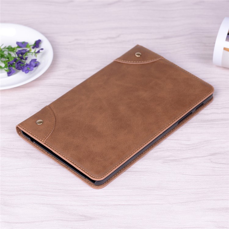 Vintage Book Style Wallet Stand Leather Tablet Casing for Samsung Galaxy Tab A 8.0 (2019) with S Pen P200 P205 - Brown-8