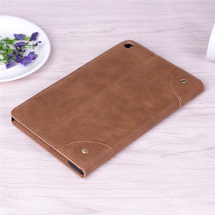 Vintage Book Style Wallet Stand Leather Tablet Casing for Samsung Galaxy Tab A 8.0 (2019) with S Pen P200 P205 - Brown-9