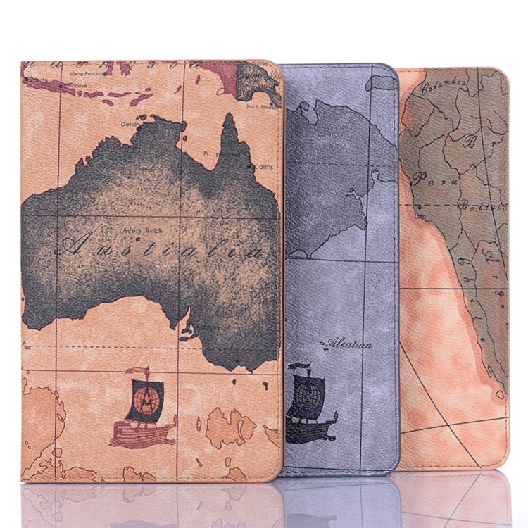 Map Pattern Printing Wallet Stand Leather Tablet Cover for Samsung Galaxy Tab A 8 (2019) P200 P205 - Grey-10