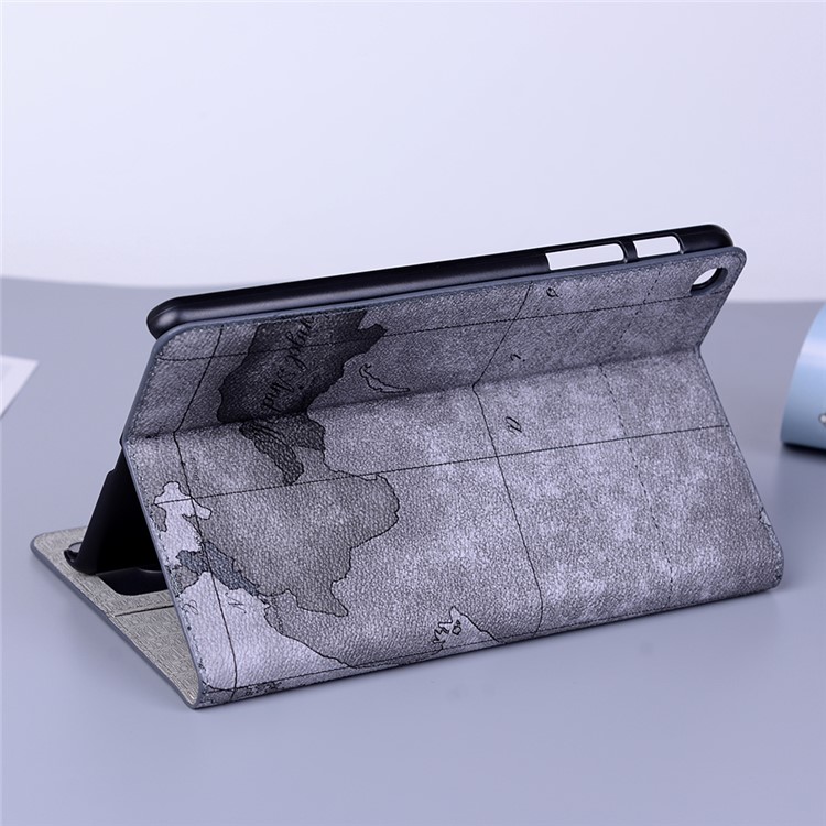 Map Pattern Printing Wallet Stand Leather Tablet Cover for Samsung Galaxy Tab A 8 (2019) P200 P205 - Grey-7