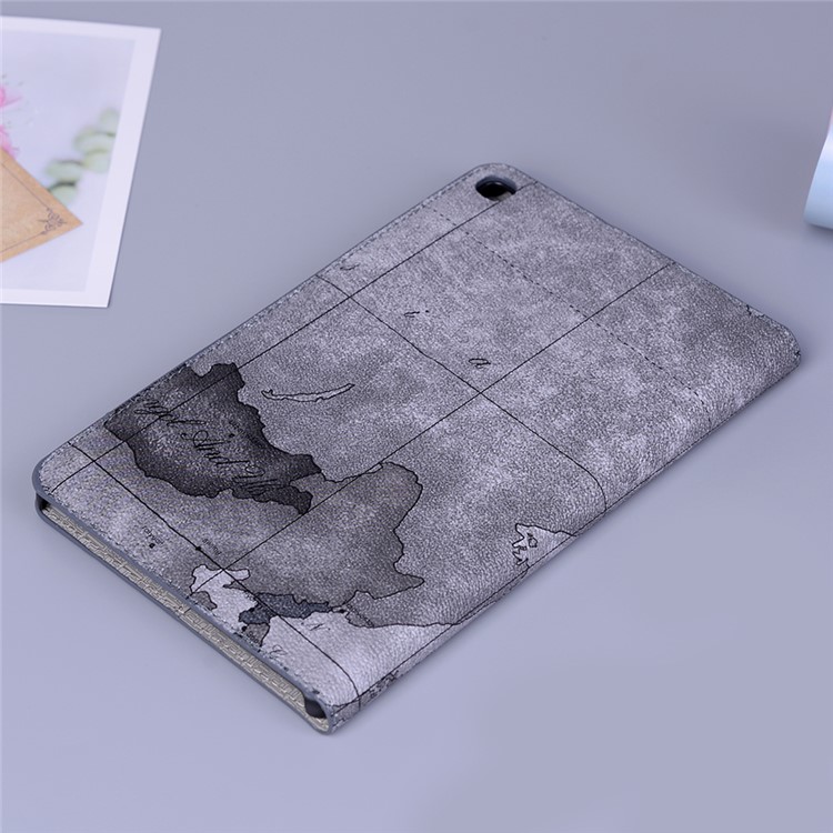 Map Pattern Printing Wallet Stand Leather Tablet Cover for Samsung Galaxy Tab A 8 (2019) P200 P205 - Grey-9