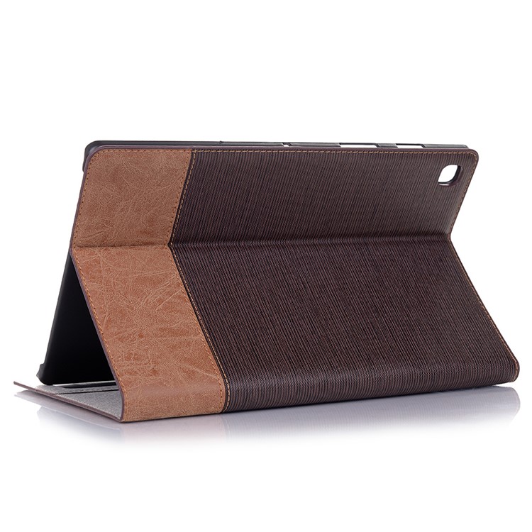 Texture Croisée Épiration PU Portefeuille Smart Portefeuille Tablet De Protection Pour Samsung Galaxy Tab S5E SM-T720 - Café