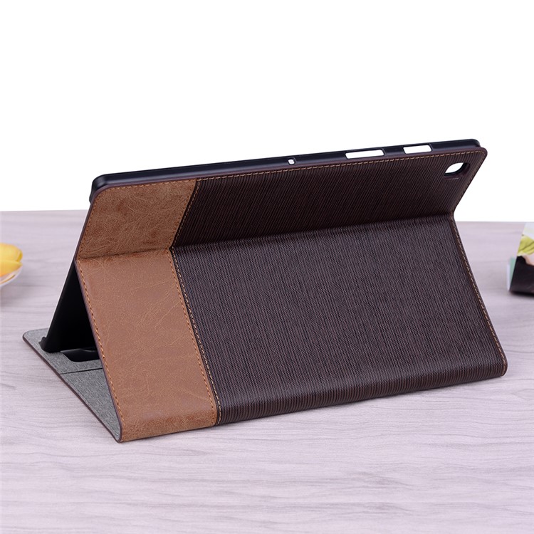 Kreuz Textur Splicing PU-Leder Smart Brieftasche Tablet Schutzhülle Für Samsung Galaxy Tab S5E SM-T720 - Kaffee