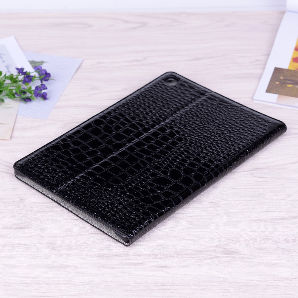 Crocodile Haut Brieftasche Leder Tablet Case Für Samsung Galaxy Tab S5e SM-T720 - Schwarz