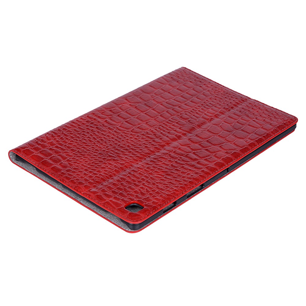 Carcasa Piel De Cocodrilo Soporte Funda Tableta De Cuero Para Samsung Galaxy Tab S5e SM-T720 - Rojo-6