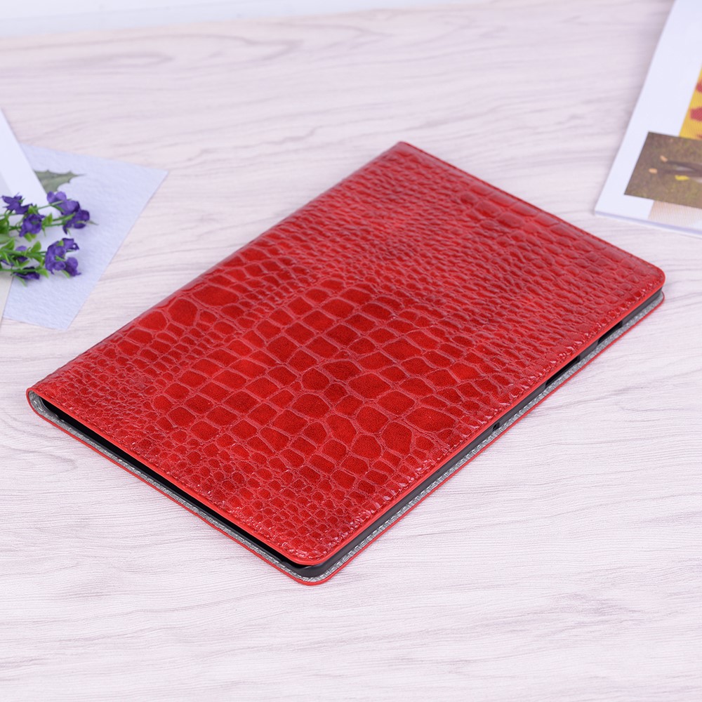 Carcasa Piel De Cocodrilo Soporte Funda Tableta De Cuero Para Samsung Galaxy Tab S5e SM-T720 - Rojo-7