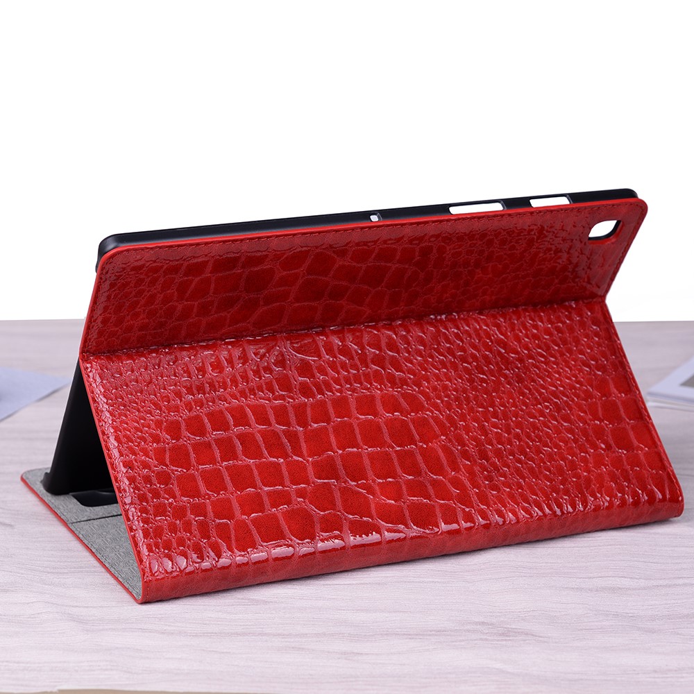 Carcasa Piel De Cocodrilo Soporte Funda Tableta De Cuero Para Samsung Galaxy Tab S5e SM-T720 - Rojo-9