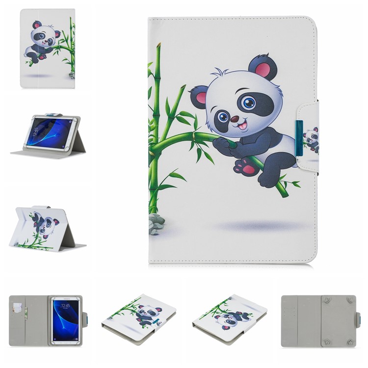 Housse Universelle Pour Tablettes En Cuir Avec Support D'impression De Modèle De 10 Pouces - Panda De Bambou-1
