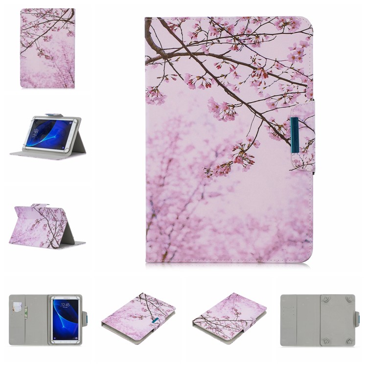 Housse Universelle Pour Tablettes En Cuir Avec Support D'impression De Modèle De 10 Pouces - Branche De Fleur-1