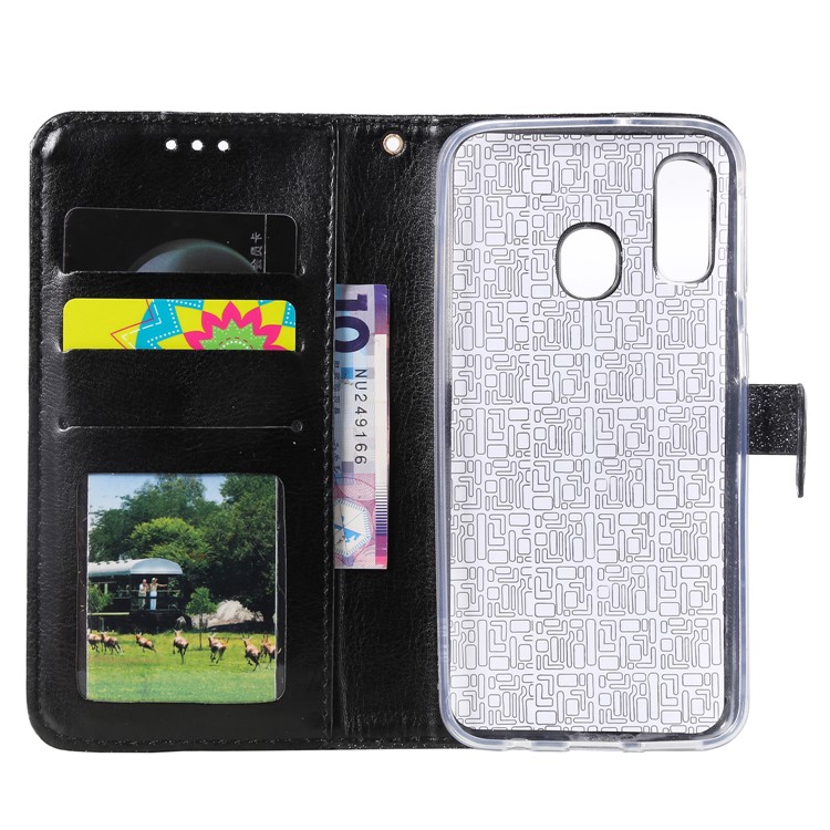 Glitter Powder Coated Wallet Leather Phone Case for Samsung Galaxy A40 - Black-8