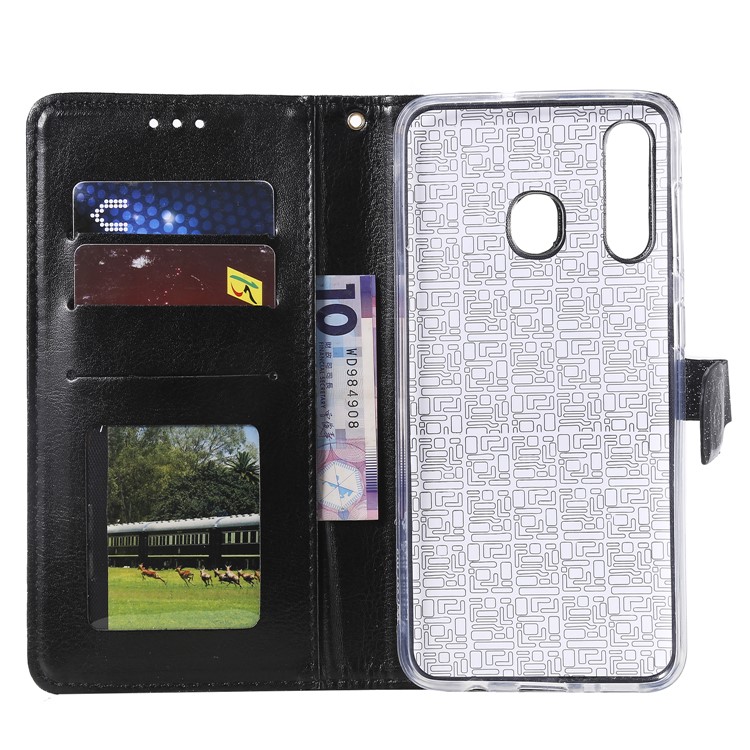 Glitter Powder Coated Wallet Leather Phone Case for Samsung Galaxy A50 /A30 / A20 - Black-4