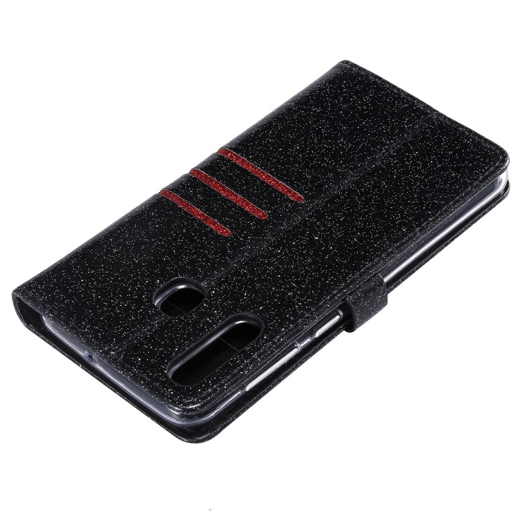 Glitter Powder Coated Wallet Leather Phone Case for Samsung Galaxy A50 /A30 / A20 - Black-8