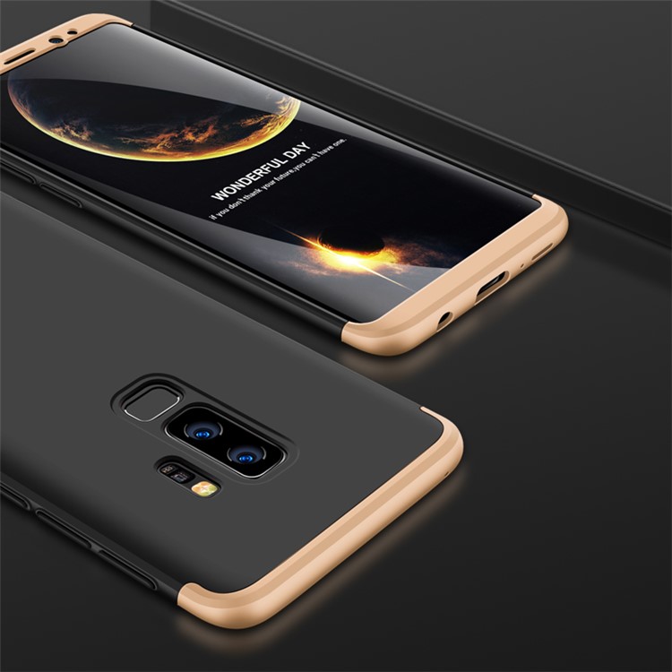 GKK Detachable 3-Piece Matte PC Hard Case for Samsung Galaxy S9 Plus SM-G965 - Black / Gold-1