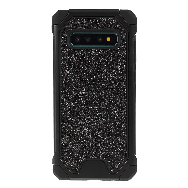 Glittery Powder Anti-drop PC+TPU Hybrid Protective Case for Samsung Galaxy S10 - Black-2