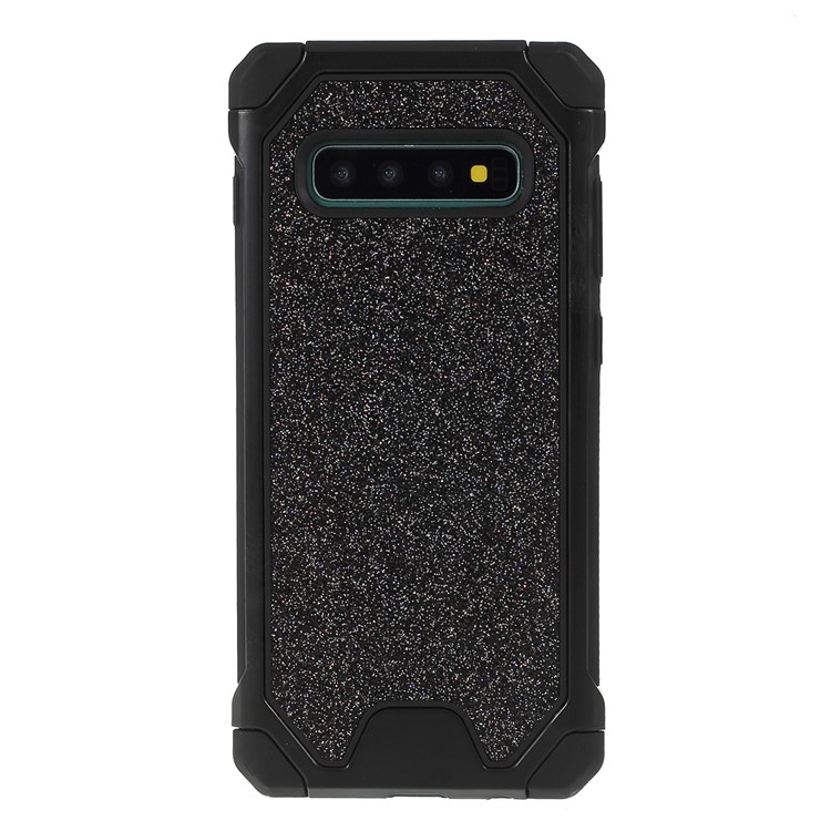 Glittery Powder Anti-drop PC+TPU Hybrid Protective Case for Samsung Galaxy S10 - Black-2