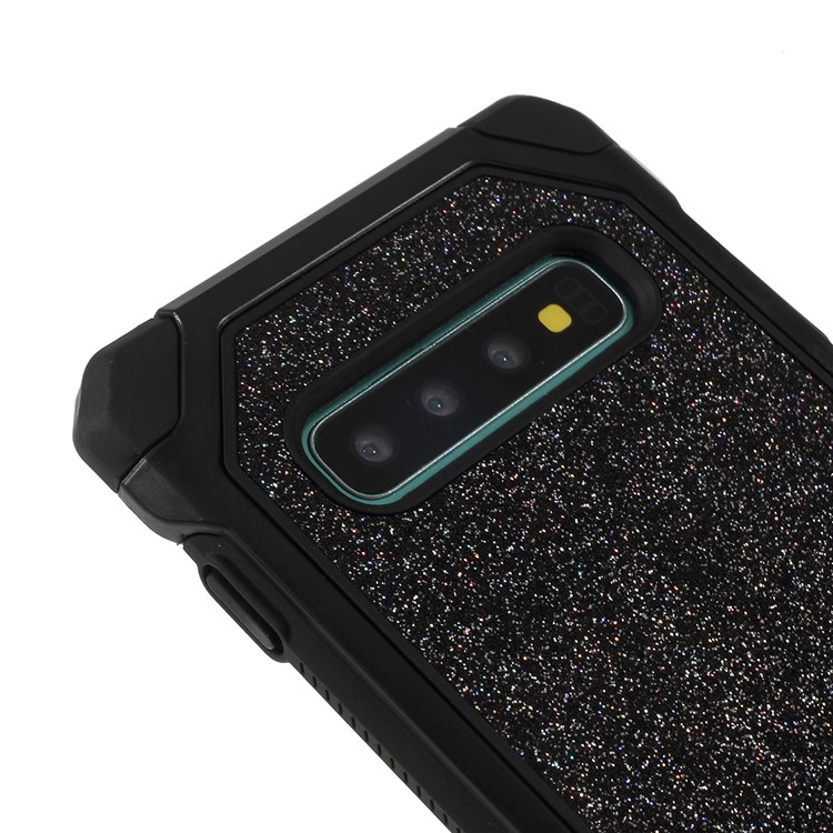 Glittery Powder Anti-drop PC+TPU Hybrid Protective Case for Samsung Galaxy S10 - Black-4