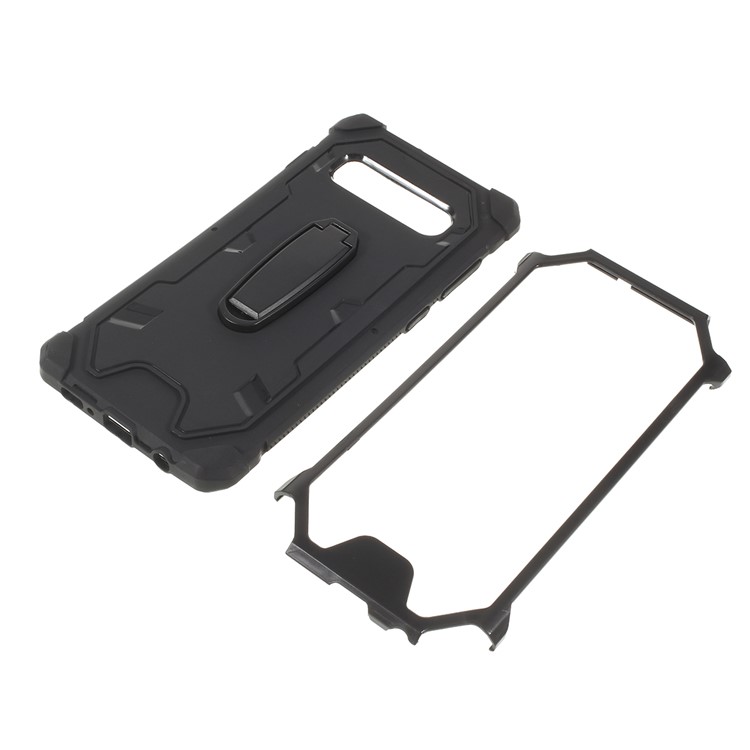 Shock Resistant Kickstand PC TPU Combo Phone Shell for Samsung Galaxy S10 Plus - Black-9