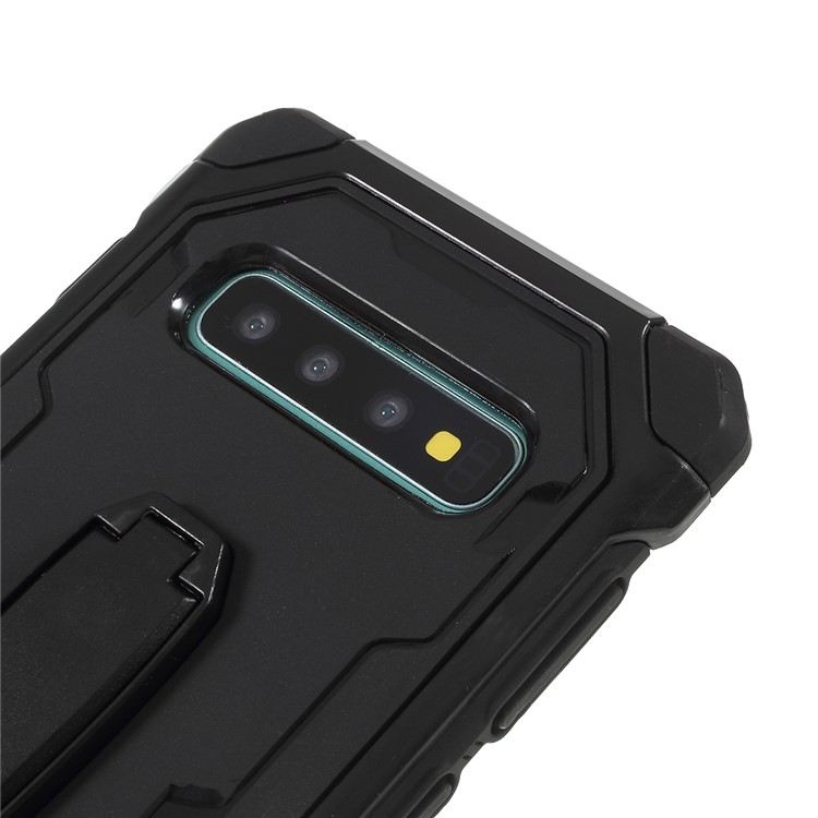 Shock Resistant Kickstand PC TPU Combo Phone Casing for Samsung Galaxy S10 - Black-4