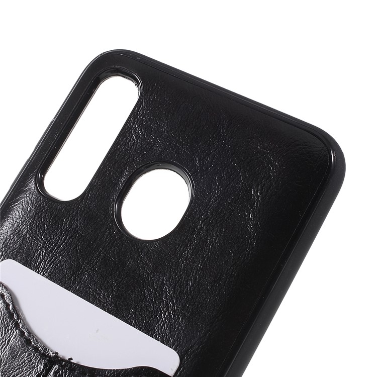 Business Style Card Slot PU Leather Coated TPU Back Case for Samsung Galaxy A20 - Black-2