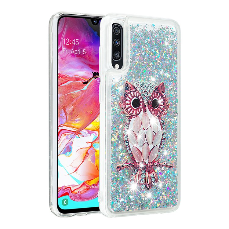 Dynamic Glitter Powder Sequins TPU Phone Case for Samsung Galaxy A70 - Owl-3