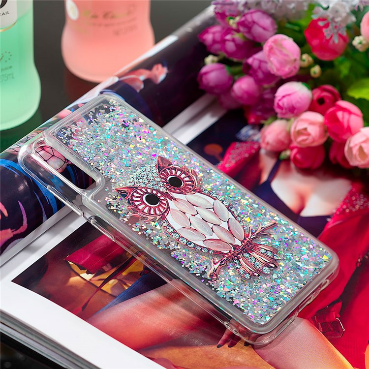 Dynamic Glitter Powder Sequins TPU Phone Case for Samsung Galaxy A70 - Owl-7